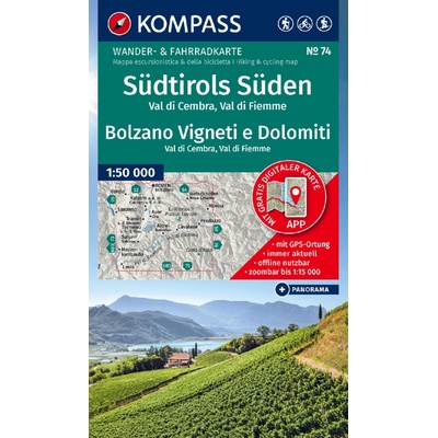 74 Südtirols Süden, Val di Cembra, Val di Fiemme 1: 50 000 KOMPAS