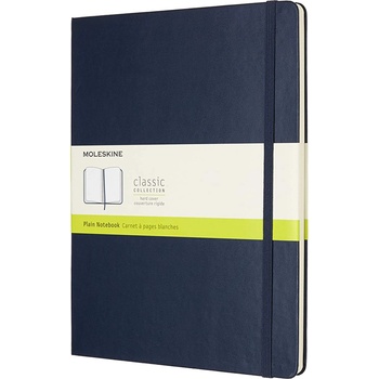 Moleskine Тефтер с твърди корици Moleskine Classic Plain XL - Син, бели листове (QP092B20)