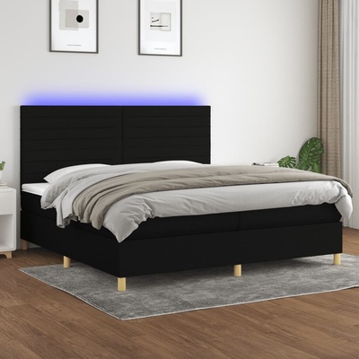 Petrashop 3135543 boxspring postel s matrací a LED černá textil