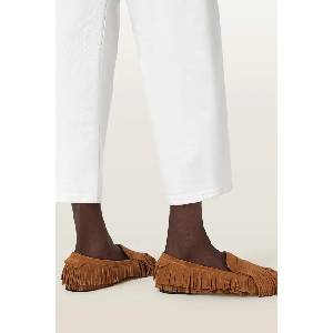 AllSaints мокасини дамски велур Sandy Fringe Loafer (W017FE)