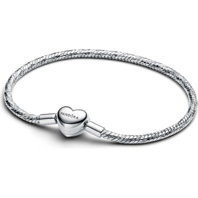 PANDORA Moments Fasetovaný hadovitý řetízkový náramek Spona ve tvaru srdce 18 594236C00-18
