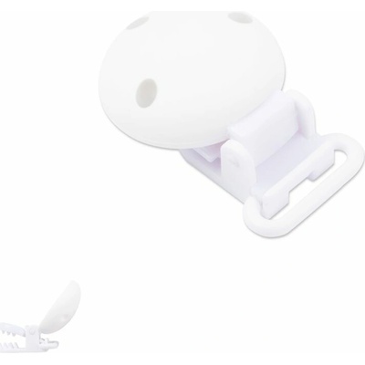 Silikónový klip na cumlík 33,5mm s 3 dierkami a plastovou sponou Snow White - 1 ks