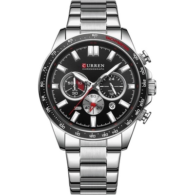 Curren Мъжки часовник Curren Xerotic, Неръждаема стомана, Хронограф, Сребрист / Черен (CURREN-8418-SILVER-BLACK)