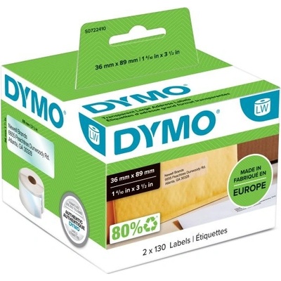 DYMO Veľké adresné štítky, priehľadný plast, 89x36mm S0722410