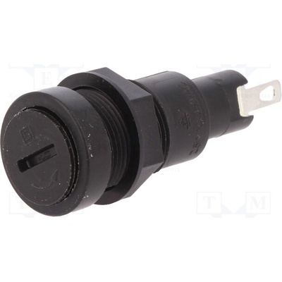 SCHURTER 0031.1351 Zásuvka; 5x20mm; 10A; 250VAC; FIN; na panel; černá; UL94V-0; IP67