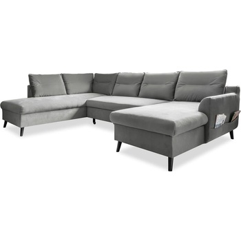 Miuform Светлосиво U-образно разтегателно канапе от кадифе, ляв ъгъл Stylish Stan - Miuform (Stylish Stan HAEECL-2Q-LCBKR OTT4)