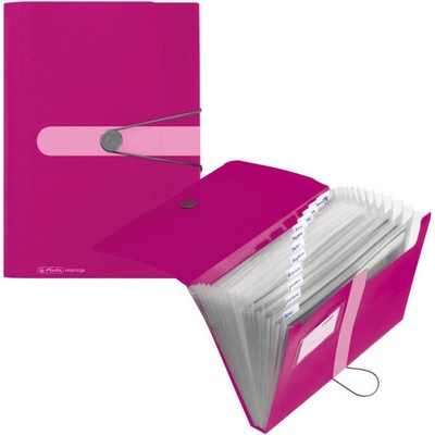 Herlitz Spisové desky easy orga A4 s 12dílným organizérem, růžové