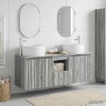 vidaXL Комплект шкафове за баня 3 бр. Сив Сонома 49, 5 x 44, 5 x 66 см (3405723)