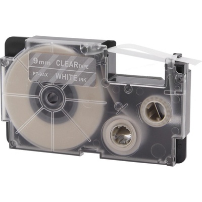 Compatible Casio XR-9AX, 9mm x 8m бял печат / прозрачен субстрат, съвместима лента (XR-9AX)