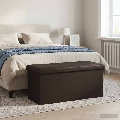 vidaXL Сгъваема пейка за съхранение Кафяво 180 кг 80 Л 77 x 38 x 38 см (42045235)