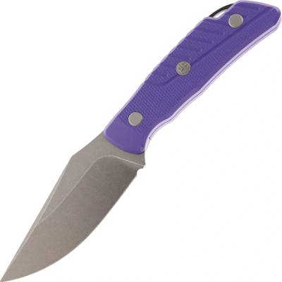Petrified Fish PFP16 Barracuda, Gray Stonewashed N690, Purple G10 PFP16PGAW