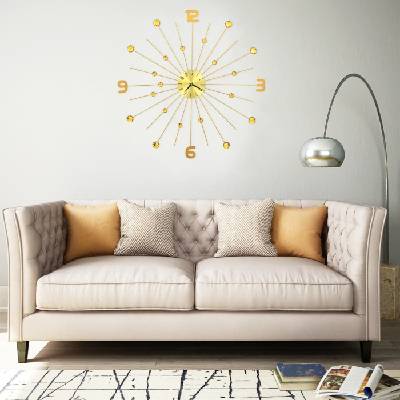 vidaXL Стенен часовник, метал, 70 см, златист (b.v.)