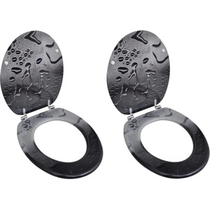 vidaXL Тоалетни седалки с капаци, 2 бр, МДФ, вода (275916)