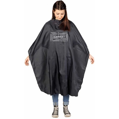 GAMMA PIÚ Profesionální kadeřnická pláštěnka s upevněním na háček černá