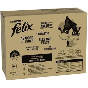 Felix Fantastic hovězí kuře tuňák treska v želé 80 x 85 g