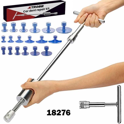 XTROBB Pdr инструмент за изправяне вдлъбнатини от градушка по автомобили - обратен чук с 18 приставки xtrobb 18276 (uni-08732)