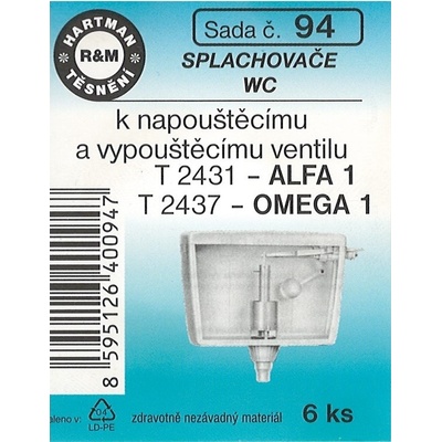 HARTMAN těsnění splachovače WC k napouštěcímu a vypouštěcímu ventilu, sada č. 94 – Zbozi.Blesk.cz