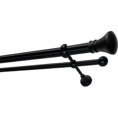 OK-GarnýžeCZ Garnýž kovová dvouřadá 25/16mm Koloseo černá 130 cm do stěny / na tunýlek - bez kroužků