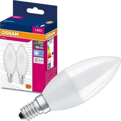Osram 2PAK LED žiarovka E14 B35 7W 60W 806lm 4000K Neutrálna 220° VALUE
