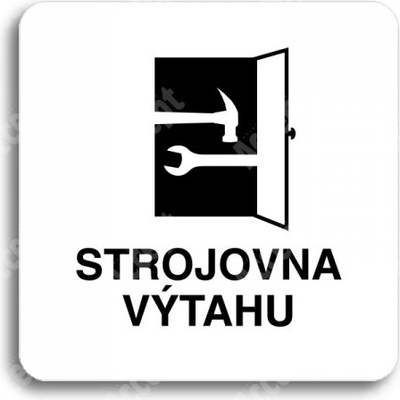 ACCEPT Piktogram strojovna výtahu - bílá tabulka - černý tisk bez rámečku