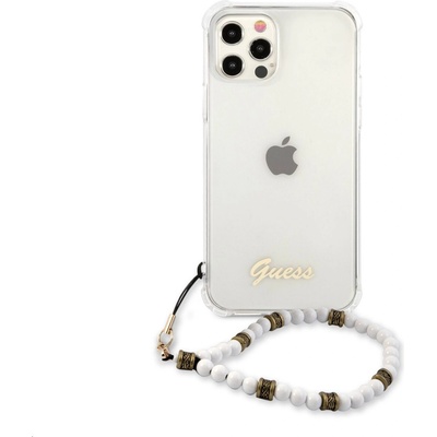 GUESS Гръб Guess PC Script and - Бял Pearls Case за iPhone 12/12 Pro - Прозрачен