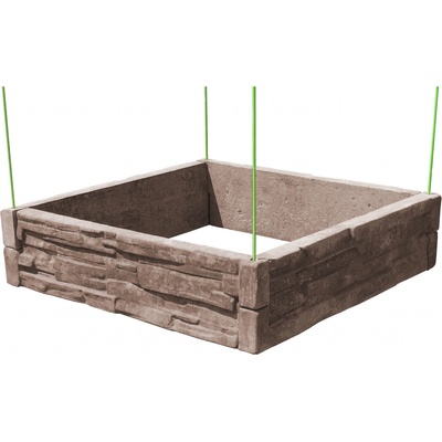Barigadi Vyvýšený záhon betónový 100 x 100 cm výška 25 cm vzor štiepaný kameň hnedá