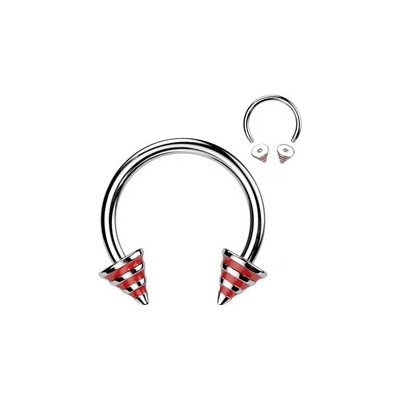 Šperky4U piercing podkova červené proužky PV01009