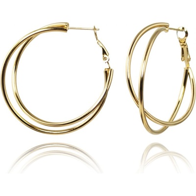 Bijutanki Позлатени Обеци от Медицинска Стомана - Двоен Кръг