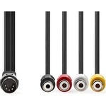 Nedis CAGL20450BK02 DIN аудиокабел, DIN 5-пинов щепсел - 4x RCA гнездо, 0, 20 м (CAGL20450BK02)