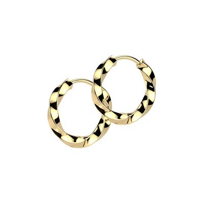 Šperky4U zlacené ocelové náušnice kruhy kroucené OPN1978-15
