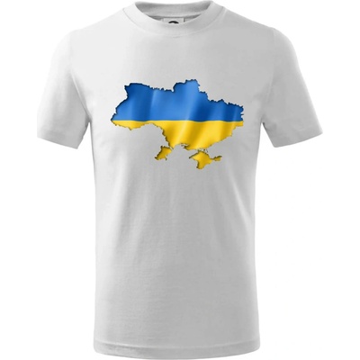 Ukrajina vlajka mapa tričko Biela