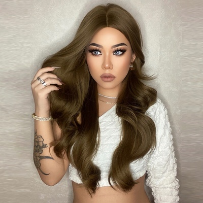 Hnedá parochňa Lily dlhá s vlnami