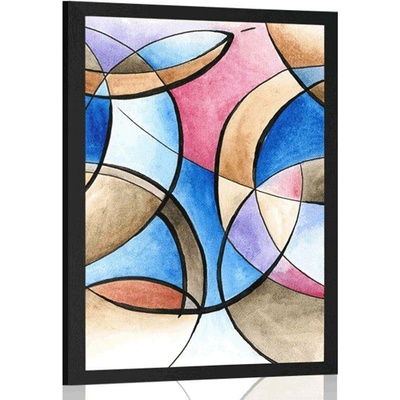 Plakát abstraktní kresba tvarů - 20x30 black