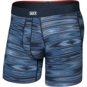 Saxx Мъжко синтетично термобельо Saxx Vibe Xtra Boxer Brief Fly Synthetic base layer - Ikat Stripe / Dark Denim - размер XXL (014-2279-1316)