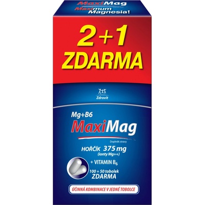 MaxiMag Hořčík 375mg+B6 tob.100+50 zdarma