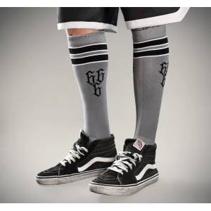 HYRAW чорапи до коляното - чорапи hyraw - skull - grey - ss22-a19-scks-tu