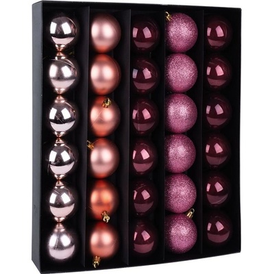 MagicHome Koule 30 ks měděno růžové mix na vánoční stromek 6 cm ST2171329