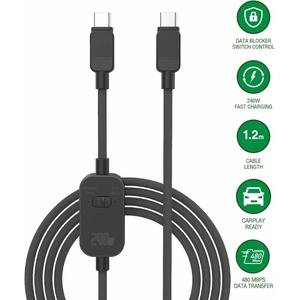 4smarts Здрав кабел с въжена оплетка и Data Blocker за устройства с USB-C порт - 4smarts PrivacyCord USB-C to USB-C Cable 240W (120 см) (541887)