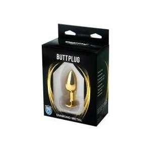Fantasy by Cottelli Gold Small Butt Plug with White Diamond