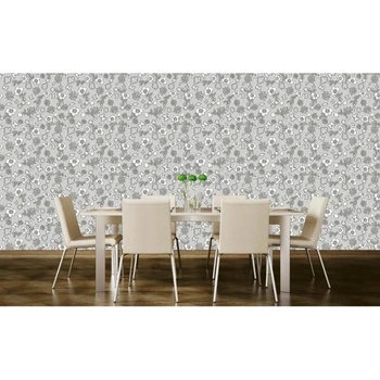 DIMEX ART s. r. o Луксозна флизелинова тапета сиви цветя с пеперуди