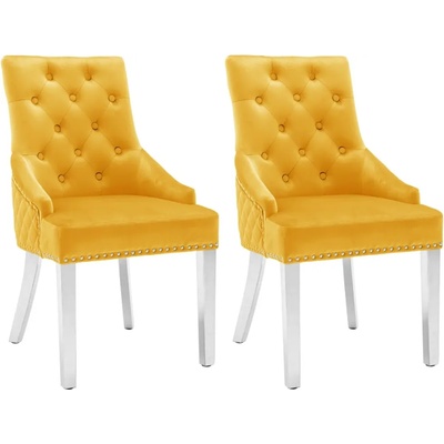 vidaXL Трапезни столове, 2 бр, жълти, кадифе (337024)