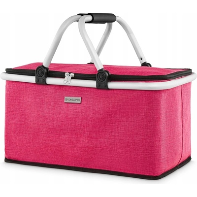 ZAGATTO Piknikový koš skládací termokoš s rámem na piknik L růžová ZG746 – Zboží Mobilmania