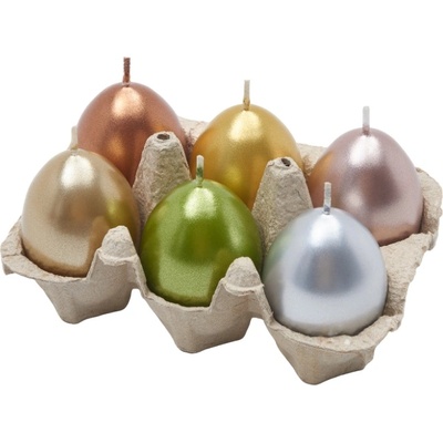 LCA Комплект свещи LCA - Великденски яйца, Metalic Mix, 6 броя