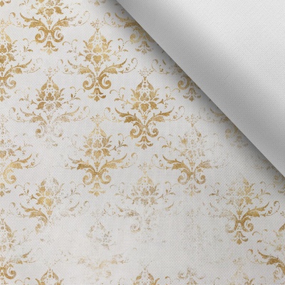 Látka s potlačou nepremokavý polyester TD/NS Glamour biely so zlatou