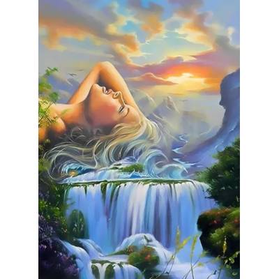 Norimpex - Puzzle Diamant painting: Girl and waterfall 30x40cm - 1 - 39 piese