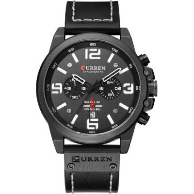 Curren Мъжки часовник Curren Otosis, Хронограф, Естествена кожа, Кварцов, Черен (CURREN-8314-BLACK-BLACK)
