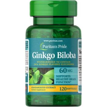 Image 1 of Puritan's Pride Ginkgo Biloba Standardized Extract 60 mg [120 Гел капсули]