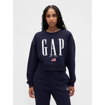 GAP Oversize mikina s logom VintageSoft tmavomodrá