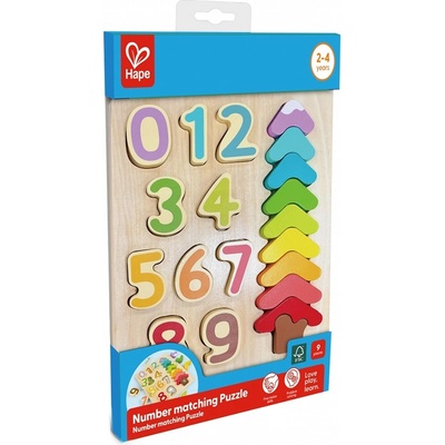 Hape Дървен пъзел HaPe International - Числа и форми, 20 части (H1657)