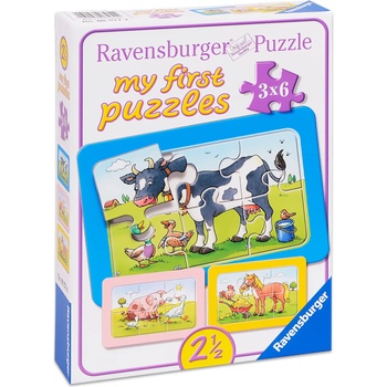 Ravensburger Пъзел Ravensburger от 3 x 6 части - Животинчета приятели (06571)